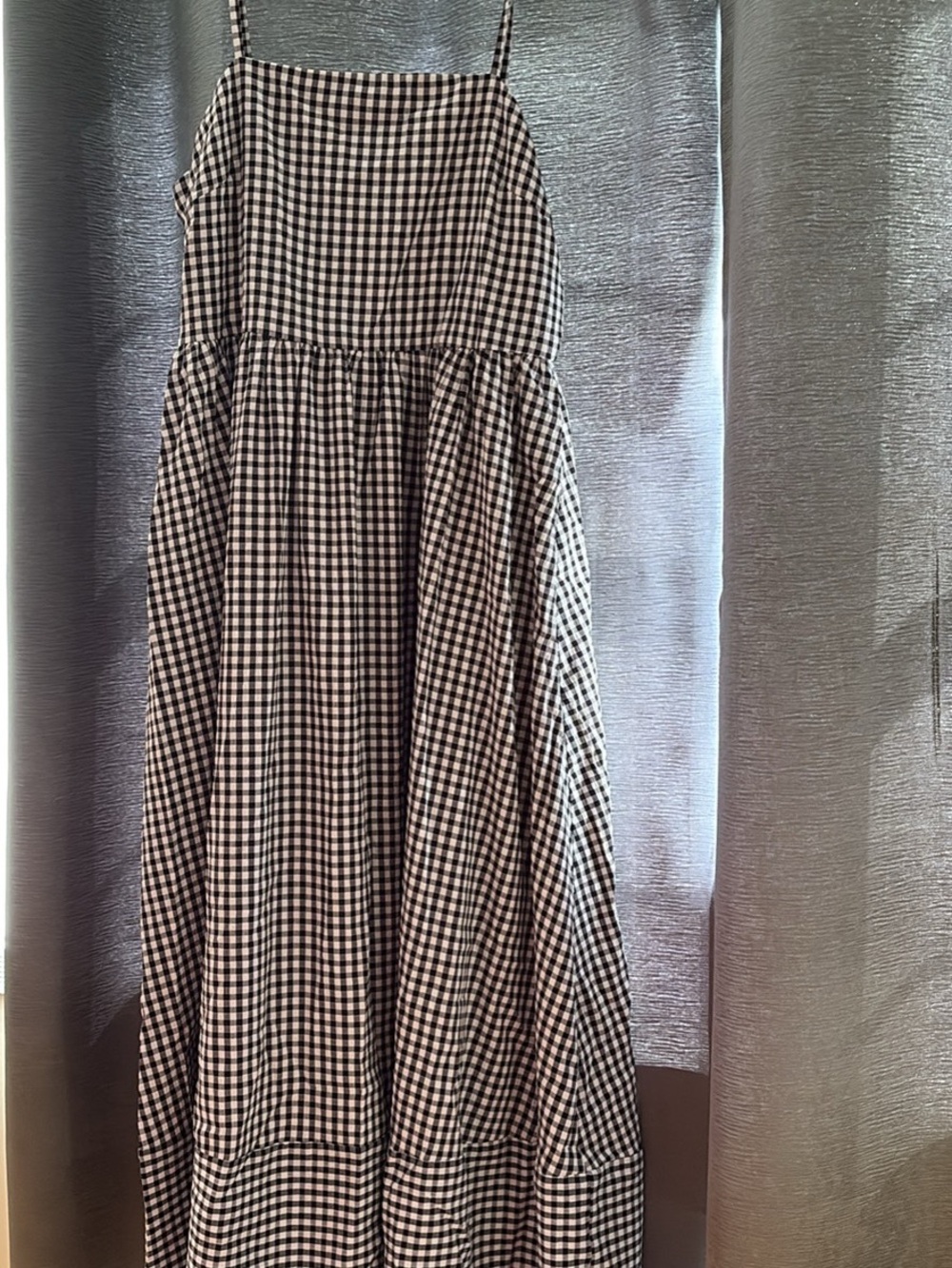 HALARA Black & White Gingham Maxi Dress with Spaghetti Straps - Picture 2 of 2